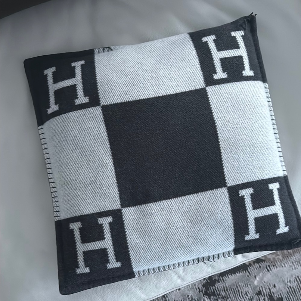 Hermes Black and White Accent Pillow